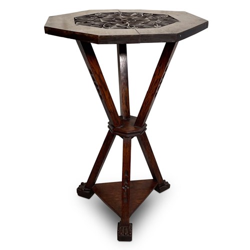 Octagonal Oak Tripod Table 