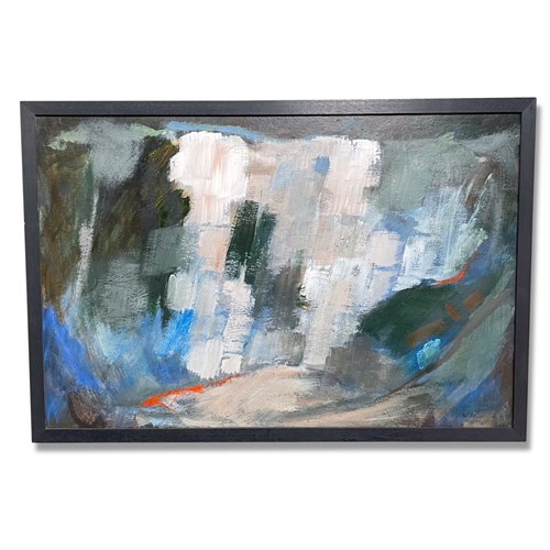 Abstract Oil On Canvas Landscape Of A Quarry