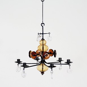 Eric Hoglund iron and glass chandelier