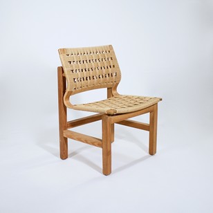 An Oregan pine and paper cord side chair