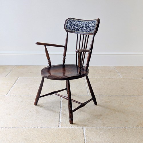 Antique Victorian Elm & Beech Arts & Crafts Windsor Chair C.1895