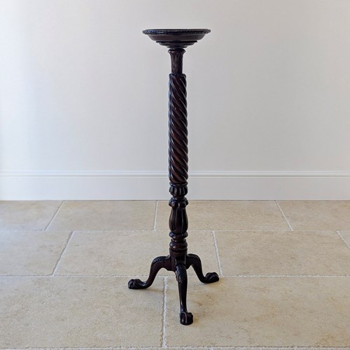 Antique Victorian Chippendale Revival Mahogany Torchère C.1880