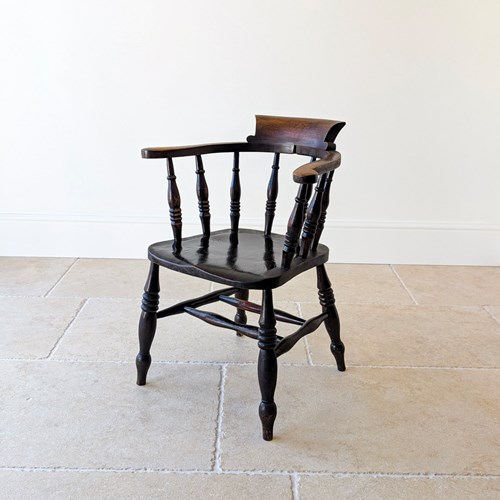 Antique Victorian Elm & Ash Captain’S Chair C.1890