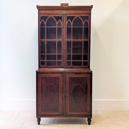 Antique Georgian Mahogany Bookcase Cabinet C.1800