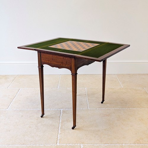 Antique Edwardian Mahogany Chess, Card & Games Table C.1910