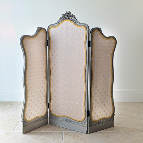 Antique Napoleon III Painted Three-Fold Room Screen C.1860
