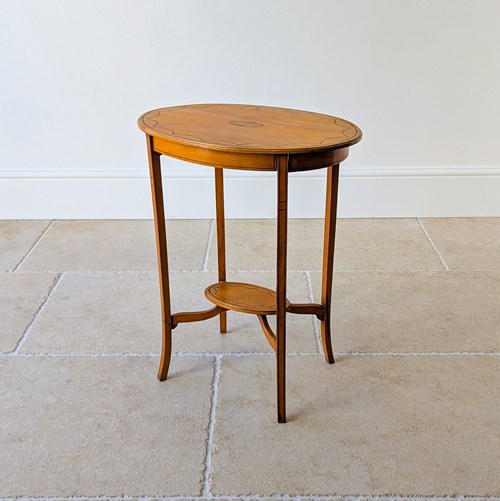 Antique Edwardian Satinwood Oval Occasional Table C.1900