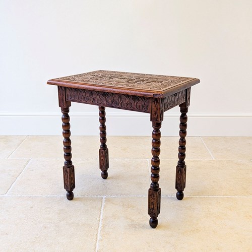Antique Edwardian Fruitwood Carved Side Table C.1900