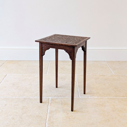 Antique Edwardian Arts & Crafts Carved Oak Occasional Table C.1905