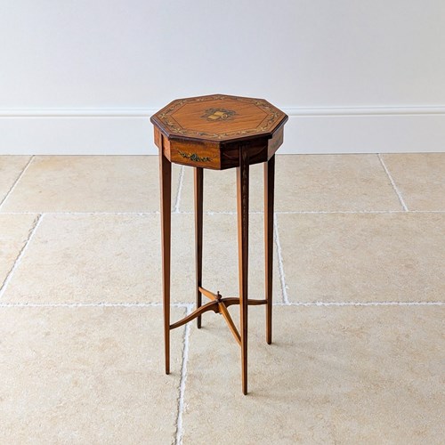 Antique Edwardian Satinwood Sheraton Revival Candle Stand C.1905