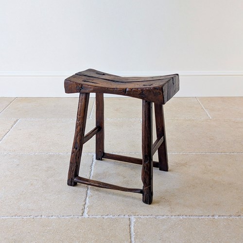 Antique Georgian Oak Vernacular Stool C.1750