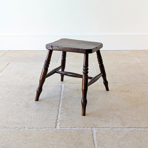 Antique Victorian Elm & Beech Country Stool C.1850