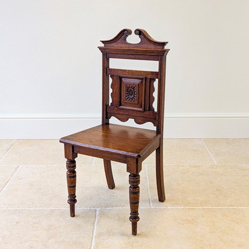 Antique Victorian Oak Hall Chair C.1890