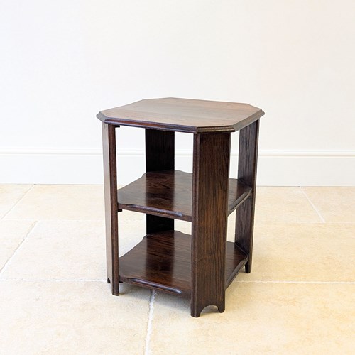 Antique Oak Shelved Octagonal Side Table C.1920