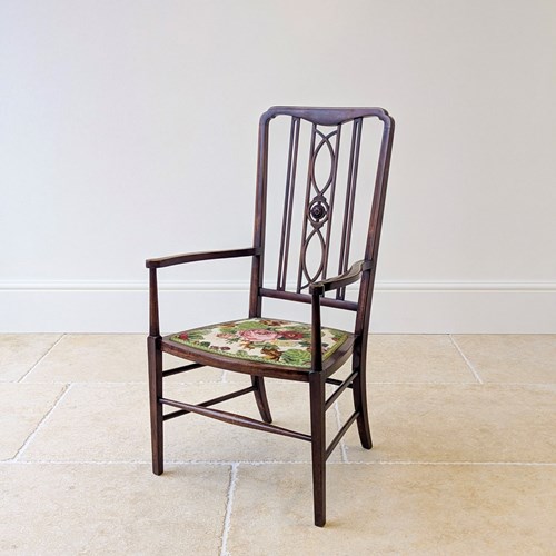 Antique Edwardian Inlaid Mahogany Elbow Chair C.1910