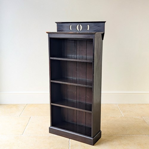 Antique Victorian Arts & Crafts Stained Pine Open Bookcase C.1890