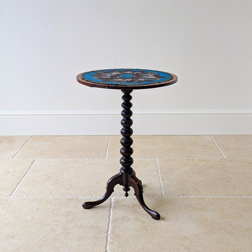 Antique William IV Rosewood Beadwork Tripod Wine Table C.1830