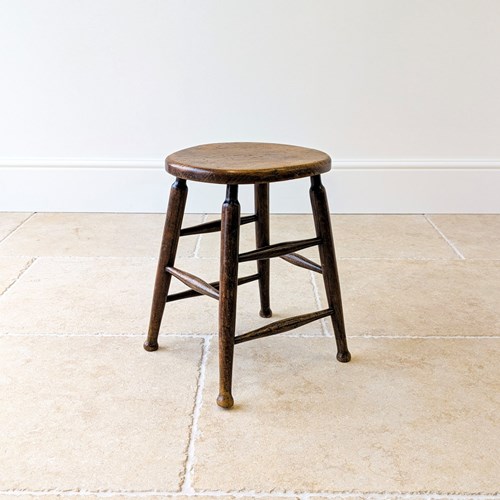 Antique Victorian Elm & Beech Country Stool C.1890