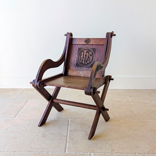 Antique Edwardian Oak Glastonbury Chair C.1910