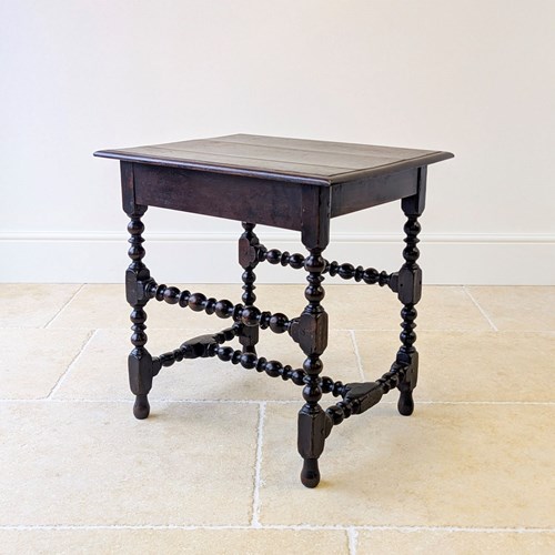 Antique Charles II Oak Bobbin-Turned Side Table C.1680