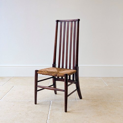 Antique Arts & Crafts Beech High-Back Side Chair C.1900
