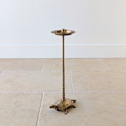 Antique Early 20Th Century Brass Tortoise Floor-Standing Cigar Stand C.1920