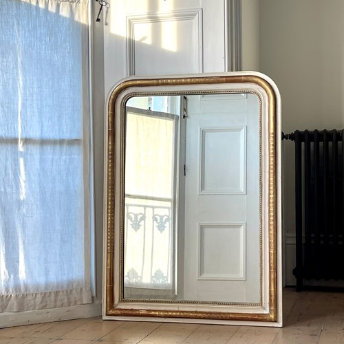 Antique French Gilt And Bare Gesso Louis Philippe Mirror