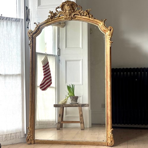 Large Antique French Gilt Mirror