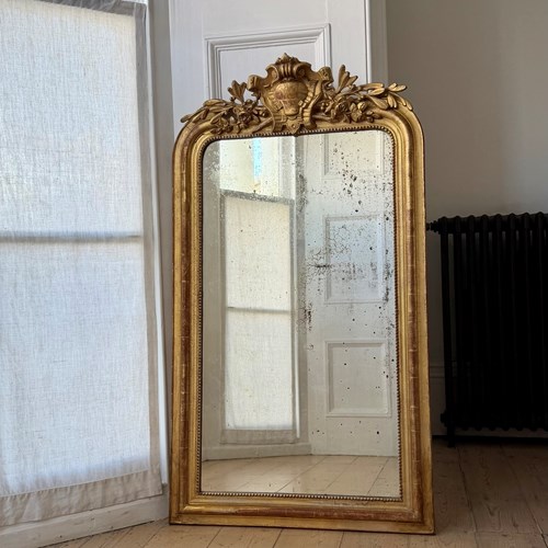 Antique French Gilt Louis Philippe Mirror - Foxed Glass