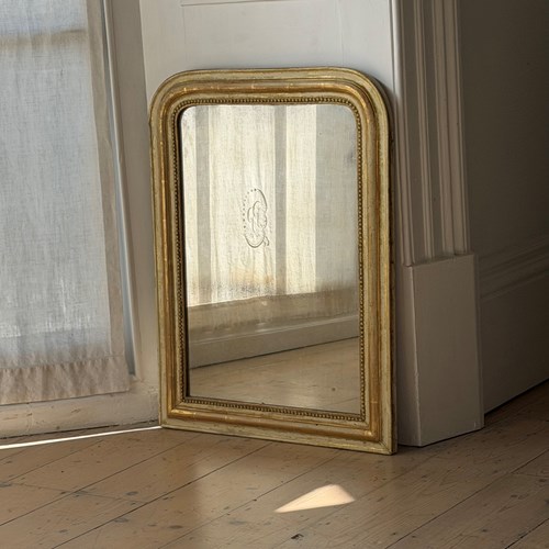 Antique French Gilt And Bare Gesso Louis Philippe Mirror