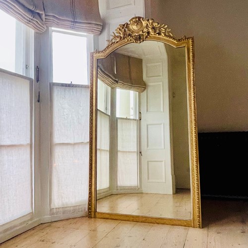 Large Antique French Gilt Leaner Mirror