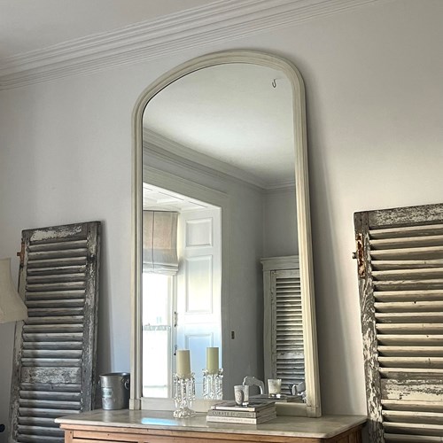 Large Antique French Painted Arch Mirror C1880