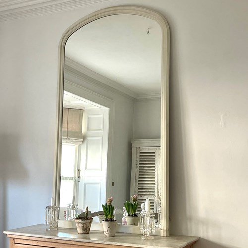 Large Antique French Painted Arch Mirror C1880