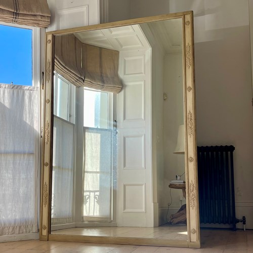 Large Antique French Painted Leaner Mirror