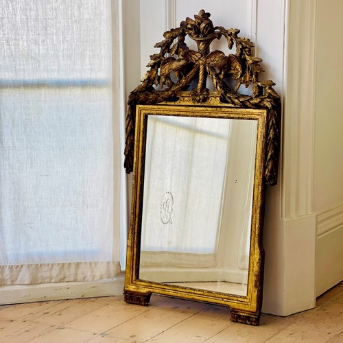 18Th Century French Gilt Wood Bridal Mirror 