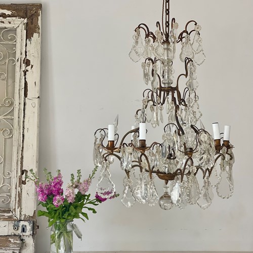 Large Antique French Cage Chandelier