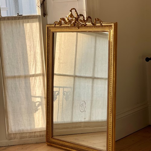Antique French Gilt Louis XVI Ribbon Mirror