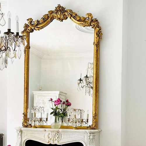 Large Antique French Gilt Leaner Mirror