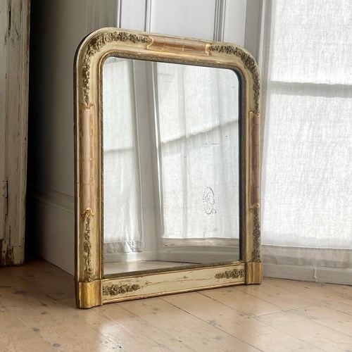Antique French Gilt And Bare Gesso Mirror