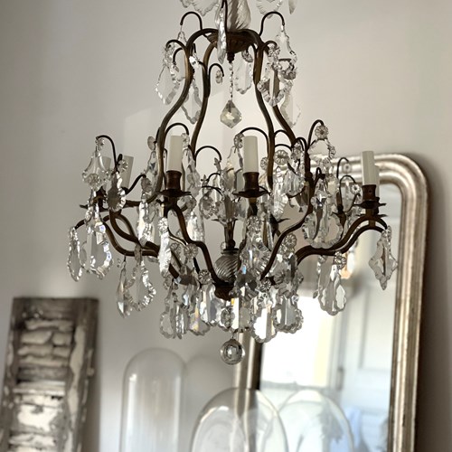 Large Antique French Cage Chandelier