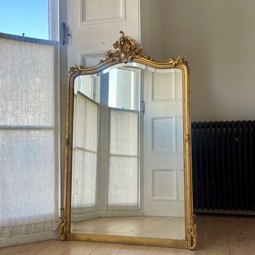 Antique French Gilt Louis XV Mirror - Bevelled Glass