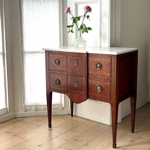 Antique French Louis XVI Chest Of Drawers With Marble Top