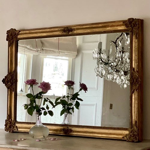 Large Antique French Gilt Mirror C1800 - Mercury Glass