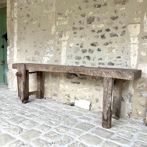 19Th Century French Oak Workbench 