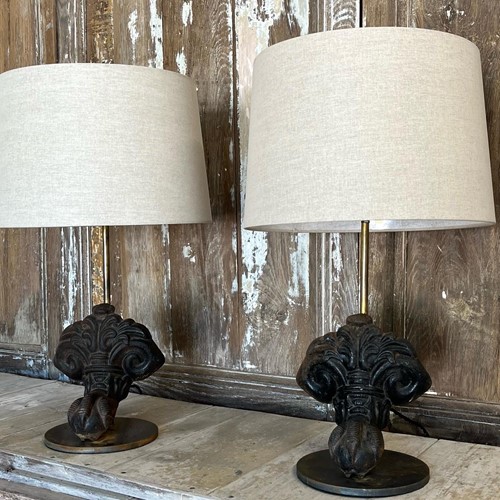 Pair of cast Iron lamps