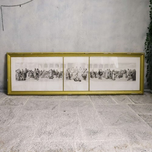 French 19Th Century Gravure Lithograph Triptych 