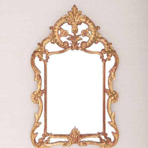 Antique Italian Giltwood Mirror With Original Mercury Plate – 19Th Century