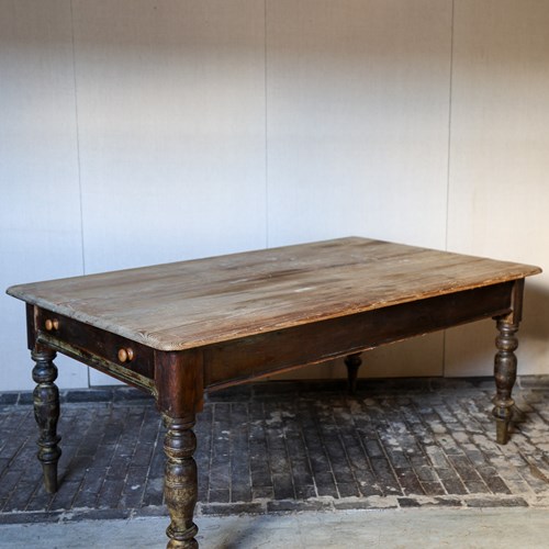 Mid 19Th Century Scrub-Down-Top Pine Kitchen Table