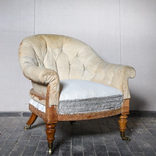 Hindley & Sons Tub Armchair On Satinwood Turned Legs