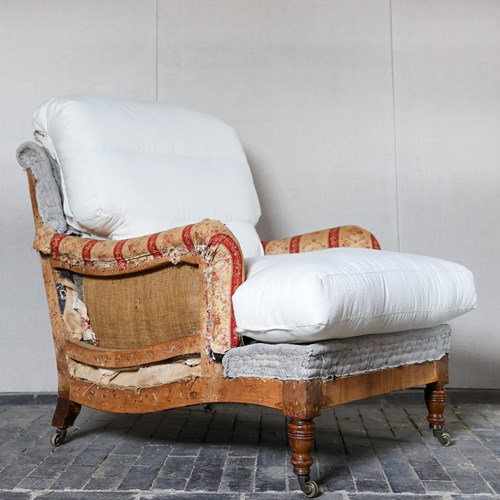 Howard & Sons Harley Model Armchair On Turned Oak Legs